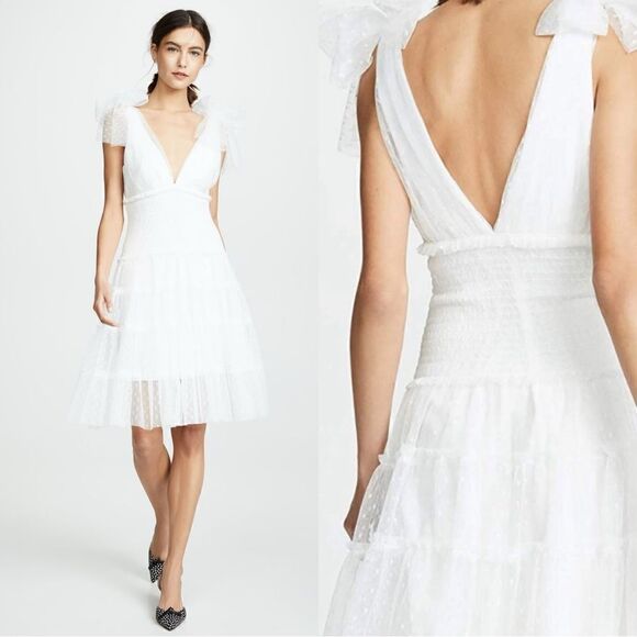 cinq a sept Dresses & Skirts - Cinq a Sept Valeria Midi White Dress Ruffle Size 4